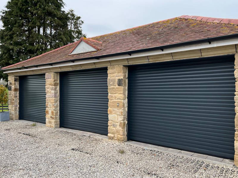 insulated garage door in grey